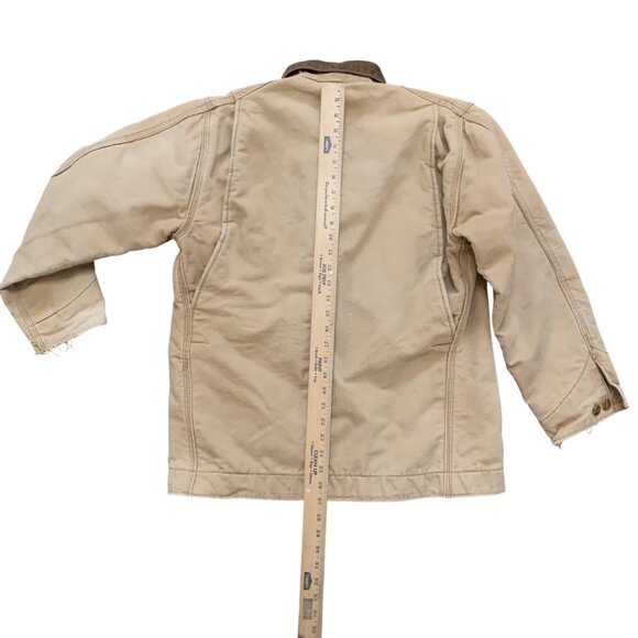 Vintage Carhartt Beige Chore Coat Corduroy Collar & Brass Buttons Sz 40 Oil Rig - Picture 3 of 11